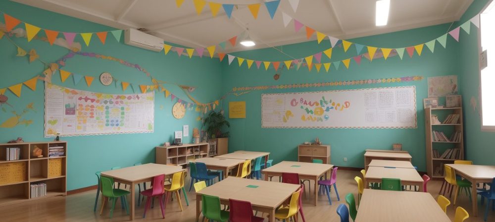 Crianças e professor em sala de aula com atividades práticas de psicopedagogia, promovendo inclusão e superando dificuldades de aprendizagem