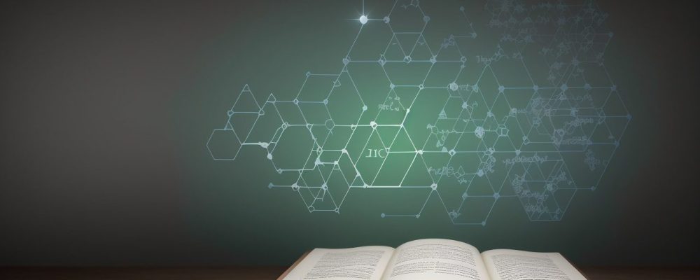 Ilustração mostrando um estudante focado em aprender sobre química orgânica, com destaque para grupos funcionais e reações orgânicas.