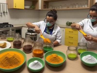 Representação visual da química aplicada em experimentos e no dia a dia, com foco em reações químicas e exemplos práticos.