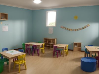 Crianças interagindo em sala de aula, representando os eixos do RCNEI, como movimento e socialização, na educação infantil.