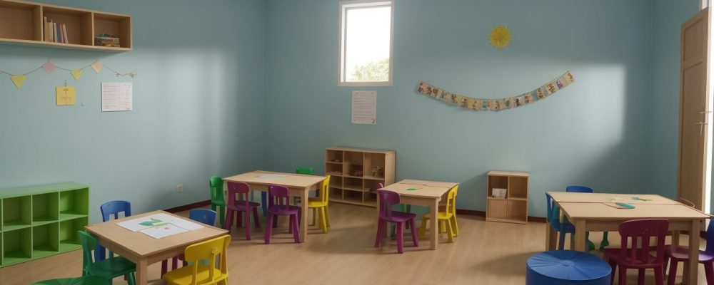 Crianças interagindo em sala de aula, representando os eixos do RCNEI, como movimento e socialização, na educação infantil.