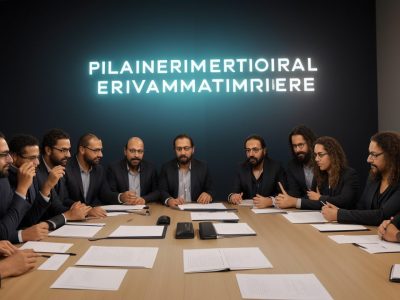 Profissionais de RH em ambiente de trabalho colaborativo, focados em liderança e desenvolvimento de pessoas no setor público.