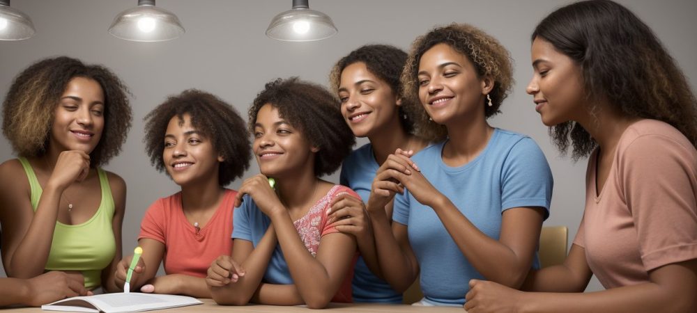 Imagem mostrando exercícios de raciocínio lógico, com pessoas estudando e resolvendo questões para concursos e desafios diários.