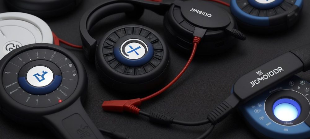 Microfone em estúdio de rádio com o logo radiojornalismo, representando o curso online e a criação de conteúdo.