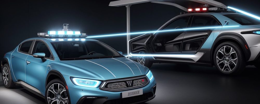 Imagem de um veículo oficial sendo monitorado por um sistema de rastreamento veicular, representando segurança e eficiência no setor público