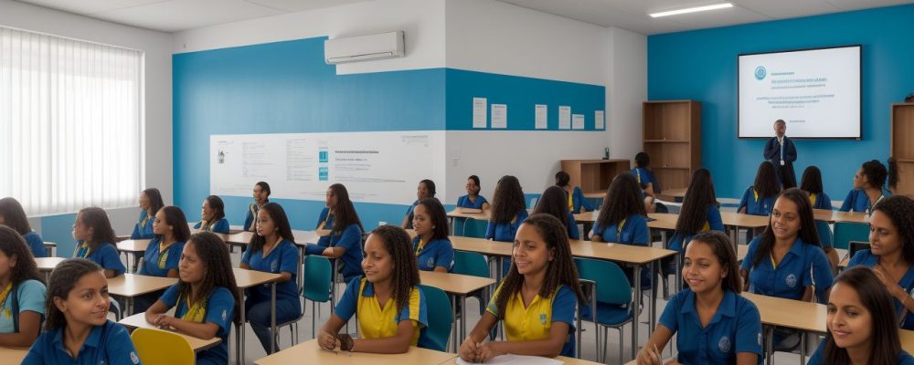 Professores em ambiente educacional contemporâneo celebrando o reajuste do piso salarial 2026
