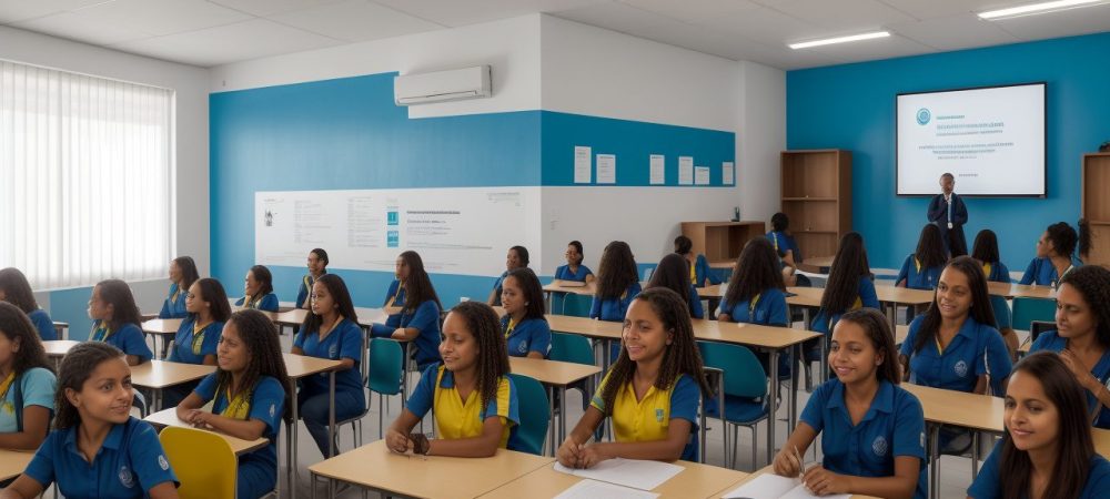 Professores em ambiente educacional contemporâneo celebrando o reajuste do piso salarial 2026