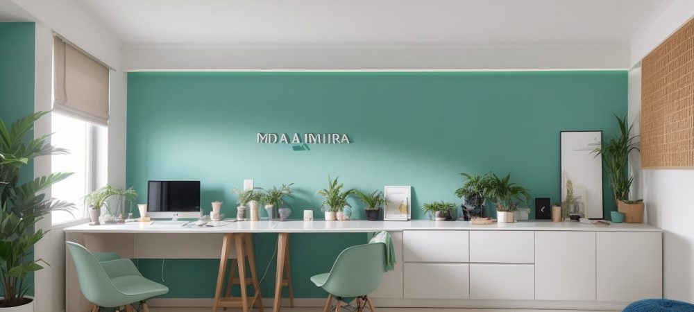 Recepcionista sorrindo atendendo um cliente em um ambiente de escritório moderno e acolhedor, demonstrando empatia e profissionalismo.