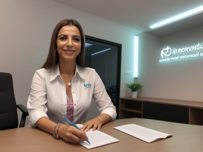 Imagem de um recepcionista sorrindo, representando o atendimento ao cliente e o profissionalismo no setor público, com foco nas habilidades necessárias para o sucesso.