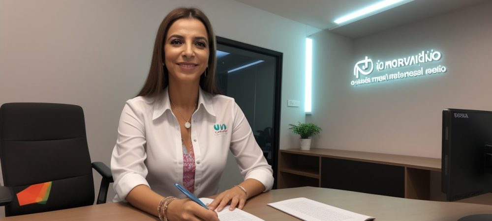 Imagem de um recepcionista sorrindo, representando o atendimento ao cliente e o profissionalismo no setor público, com foco nas habilidades necessárias para o sucesso.