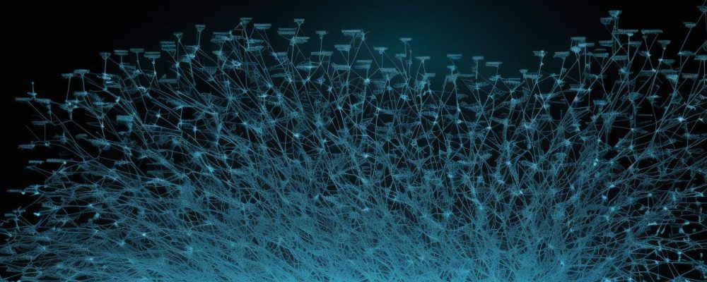Ilustração de dispositivos interconectados em uma rede de computadores, com foco em switches e roteadores.