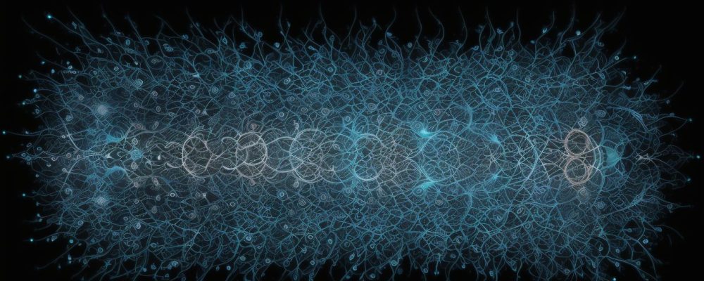 Ilustração de uma rede de computadores interligada, representando a infraestrutura de rede e a sua importância na gestão pública moderna.