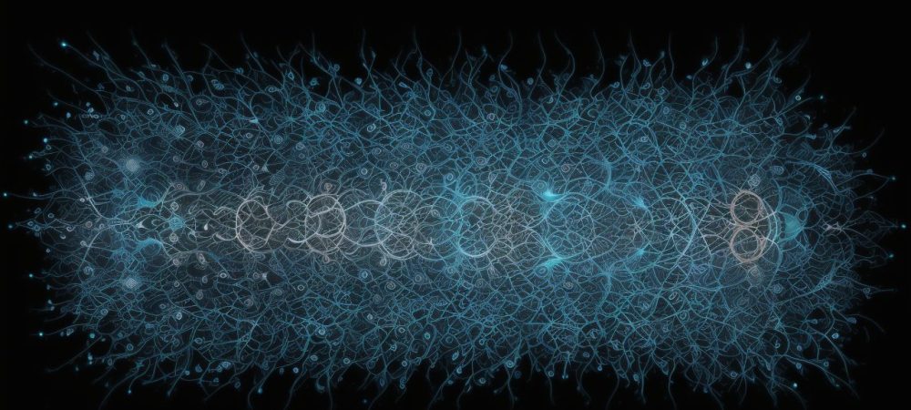 Ilustração de uma rede de computadores interligada, representando a infraestrutura de rede e a sua importância na gestão pública moderna.