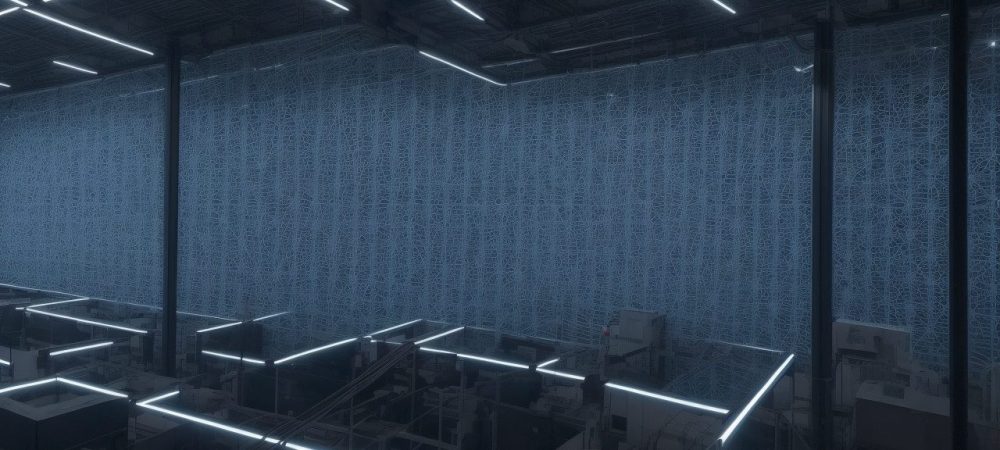 Redes de Computadores: Infraestrutura Moderna e Conexões Eficientes Visão geral de uma infraestrutura de rede moderna, com servidores, cabos e dispositivos conectados, representando a importância das redes de computadores.