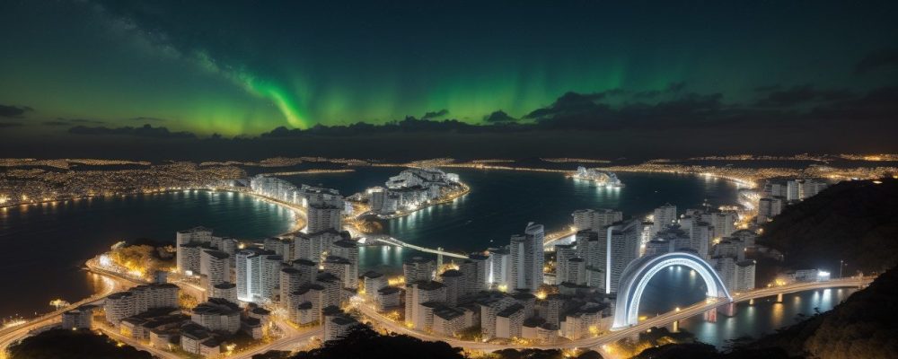 Ilustração de rede de computadores conectando dispositivos em um ambiente de escritório moderno, representando infraestrutura de rede eficiente para o setor público.