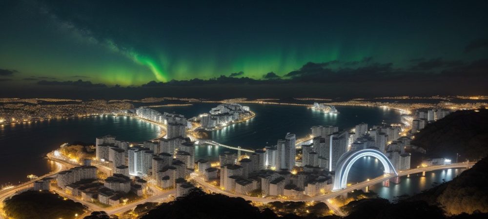 Redes de Computadores no Setor Público: Infraestrutura e Conexão Ilustração de rede de computadores conectando dispositivos em um ambiente de escritório moderno, representando infraestrutura de rede eficiente para o setor público.