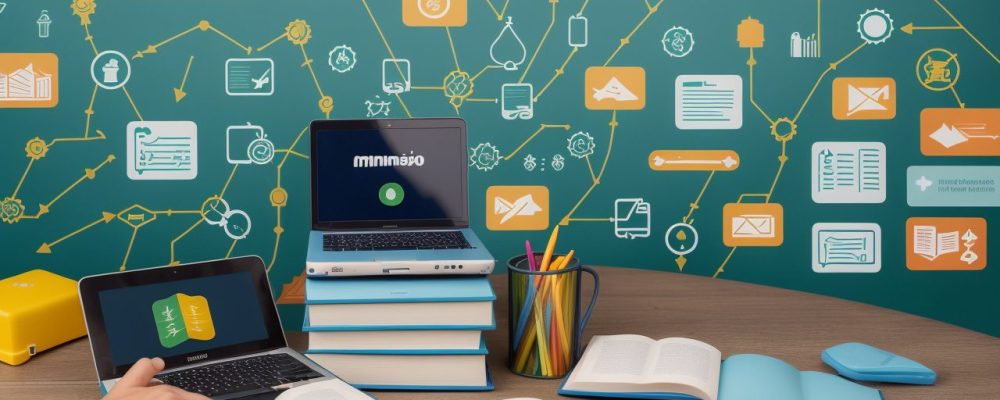 Alunos aprendendo sobre reforço escolar online com materiais educativos e tutores