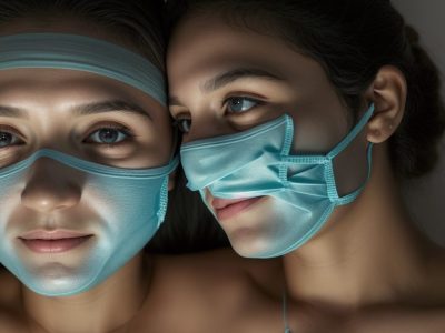 Representação visual de uma sessão de regressão terapêutica, com um terapeuta guiando um paciente através de memórias passadas para autoconhecimento