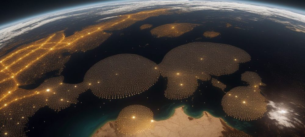 Imagem ilustrando o conceito de relações internacionais, com diplomacia e organizações globais construindo pontes para um futuro de cooperação.