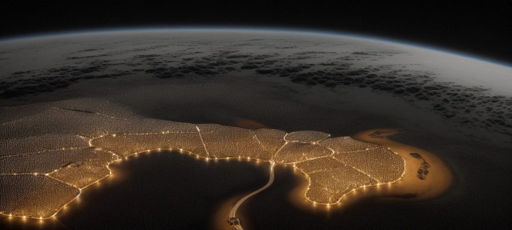 Representação visual das relações internacionais, mostrando diplomacia, cooperação entre nações e organizações internacionais em ação.