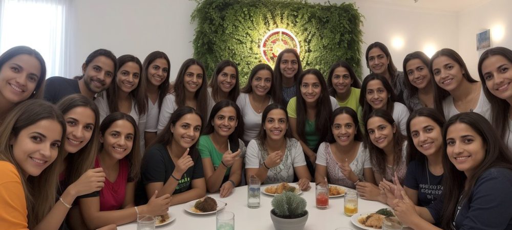 Colaboradores em ambiente de trabalho participando de dinâmica de equipe, promovendo comunicação eficaz e relações interpessoais saudáveis.
