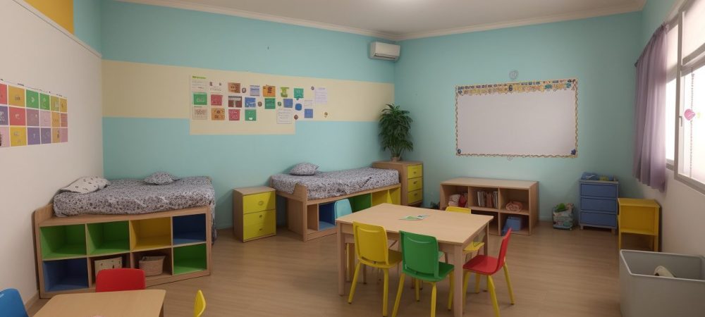 Relatório Descritivo: Avaliação e Acompanhamento do Aluno na Educação Infantil Crianças e professoras em sala de aula, com foco em relatório descritivo para educação infantil, incentivando o acompanhamento escolar.