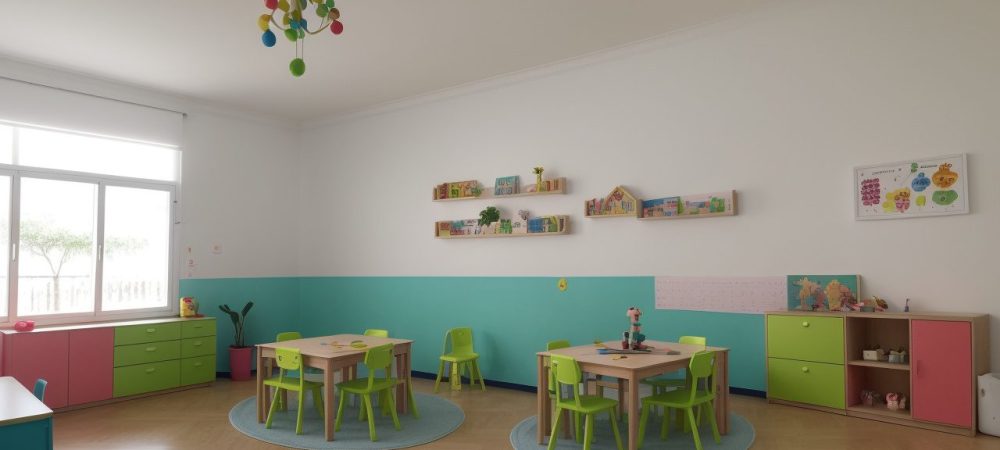 Crianças em sala de aula, educadora escrevendo relatório descritivo, mostrando o processo de avaliação descritiva do aluno na educação infantil.