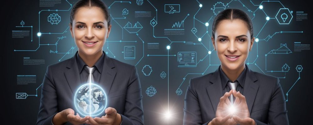 Representante comercial em ambiente de trabalho, representando oportunidades de vendas e crescimento profissional.