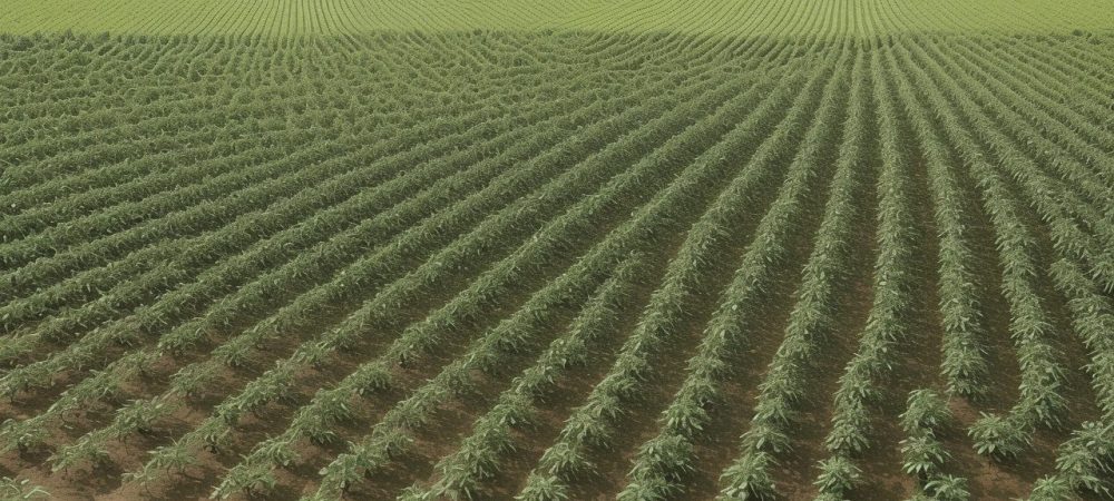 Agricultor irrigando plantação com água de reuso, demonstrando sustentabilidade e eficiência na agricultura.