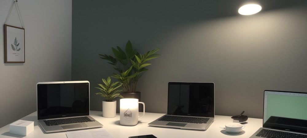 Uma profissional revisando um texto em um ambiente de trabalho moderno e inspirador, com foco na clareza e precisão