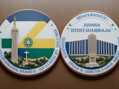 Representação visual do Superior Tribunal de Justiça (STJ) em ação, com foco em leis federais e justiça no Brasil, e pessoas envolvidas