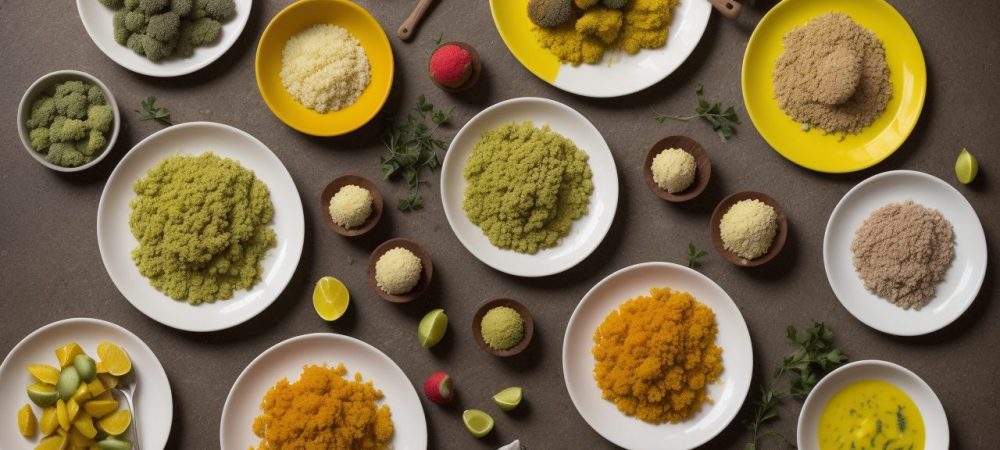 Pratos típicos da culinária quilombola, como moqueca e vatapá, em um ambiente que celebra a cultura afro-brasileira.