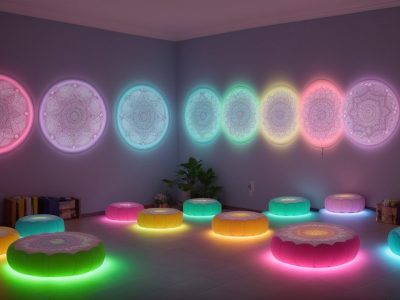 Sala de recursos multifuncionais com materiais educativos e tecnologias assistivas promovendo inclusão escolar.