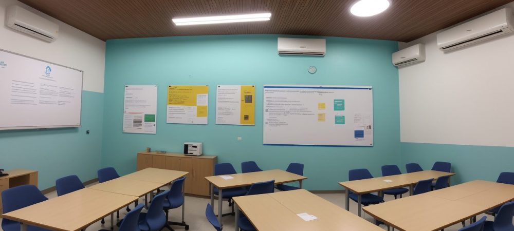 Professores em sala de aula demonstrando estratégias para saúde emocional e prevenção de burnout