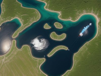 Ilustração mostrando a interconexão entre saúde e meio ambiente, com foco em crise climática e seus impactos na saúde pública brasileira, com símbolos de poluição, doenças e soluções sustentáveis.