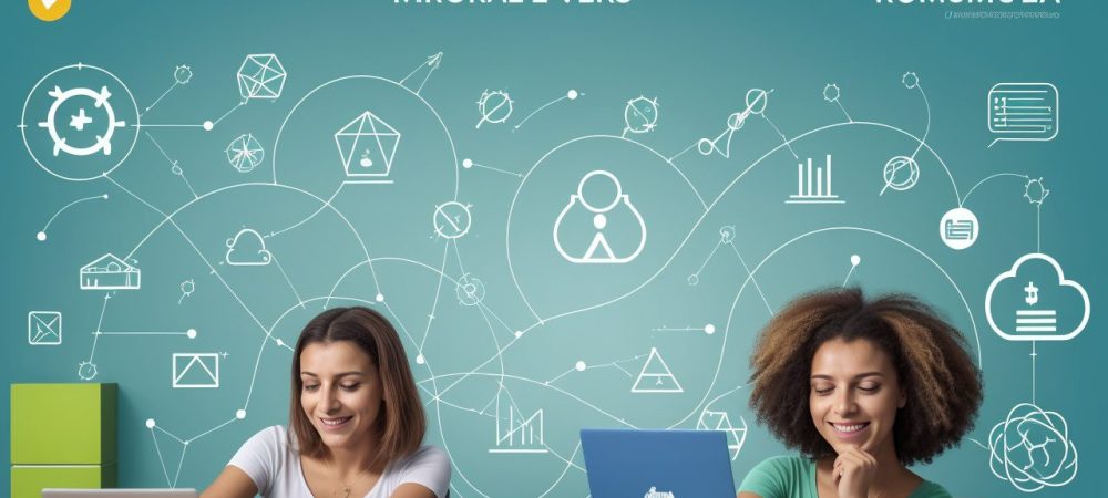 Ilustração de uma profissional do setor público aplicando semiótica na comunicação, com símbolos e signos visíveis para melhor compreensão