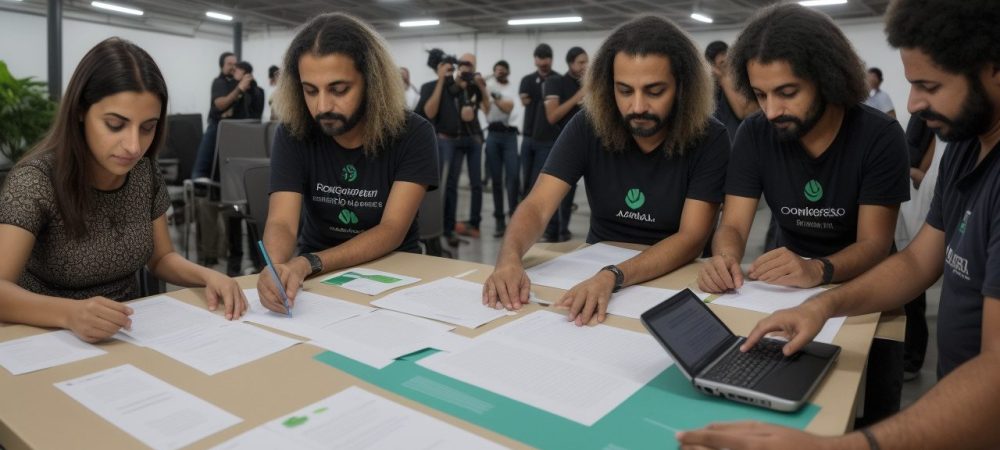 Servidores Públicos: Implementando Políticas Públicas Ilustração de servidores públicos trabalhando em diferentes esferas do governo, implementando políticas públicas para beneficiar a sociedade.