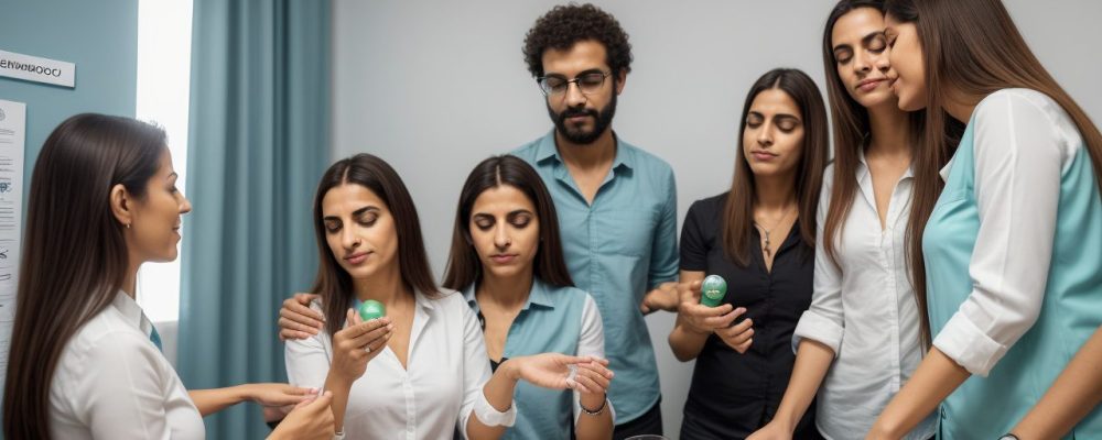 Profissionais de saúde discutindo em um ambiente de atendimento, com foco em sexologia e sexualidade para melhorar o serviço público.