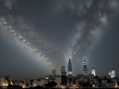 Ilustração da sociedade contemporânea, com elementos de tecnologia e pessoas interagindo, representando os desafios e impactos atuais.