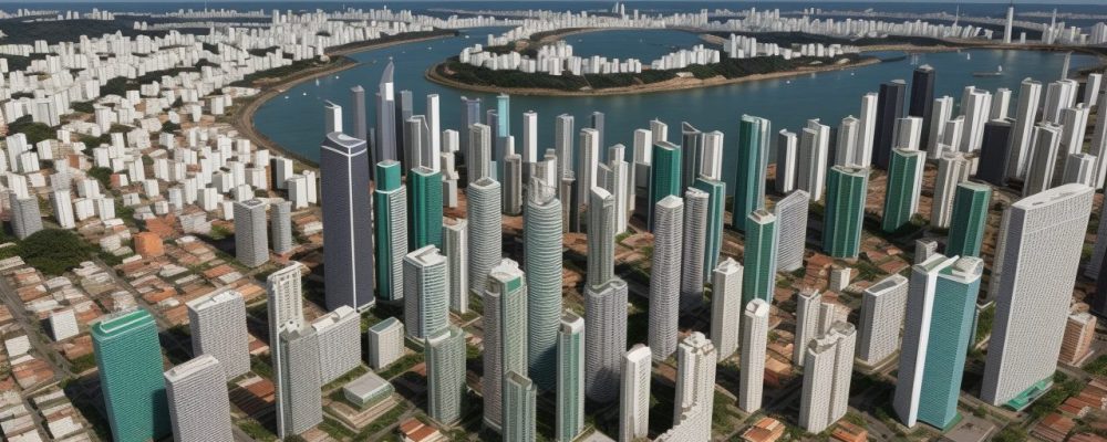 Imagem representando o estudo da sociologia urbana e seus impactos na urbanização do Brasil, com foco em desigualdade e desenvolvimento.