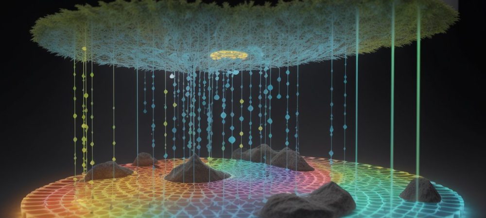 Ilustração vibrante de startup com plano de negócios, mostrando inovação e estratégias de crescimento.
