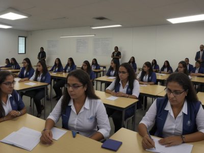 Imagem de supervisora escolar orientando professores em práticas pedagógicas inovadoras para melhorar a gestão escolar.