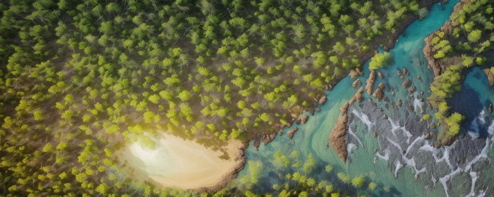 Imagem representando o curso online sobre sustentabilidade e educação ambiental, mostrando um planeta Terra em mãos, cercado por elementos naturais e estudantes aprendendo.