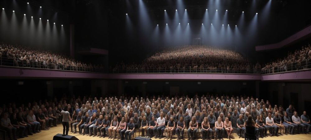 Alunos aprendendo técnicas de teatro para iniciantes em sala de aula, com foco em expressão e comunicação