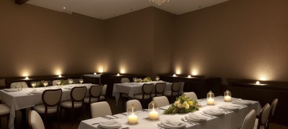 Imagem que ilustra técnicas de garçom, mostrando um garçom sorrindo, atendendo a clientes em um restaurante, focando na experiência do cliente e atendimento de qualidade