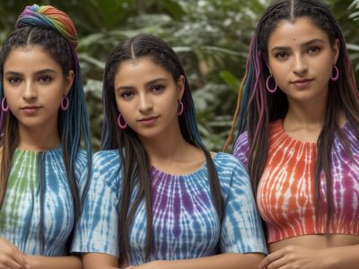 Diversas técnicas de tingimento de tecidos, como tie dye e shibori, em amostras coloridas, inspirando criatividade e personalização.