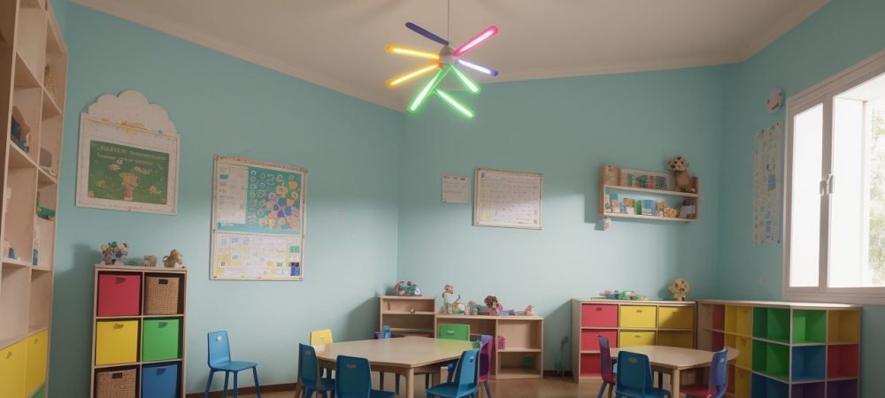 Crianças usando tablets em sala de aula, aprendendo com ferramentas digitais e mídias e tecnologias na educação.