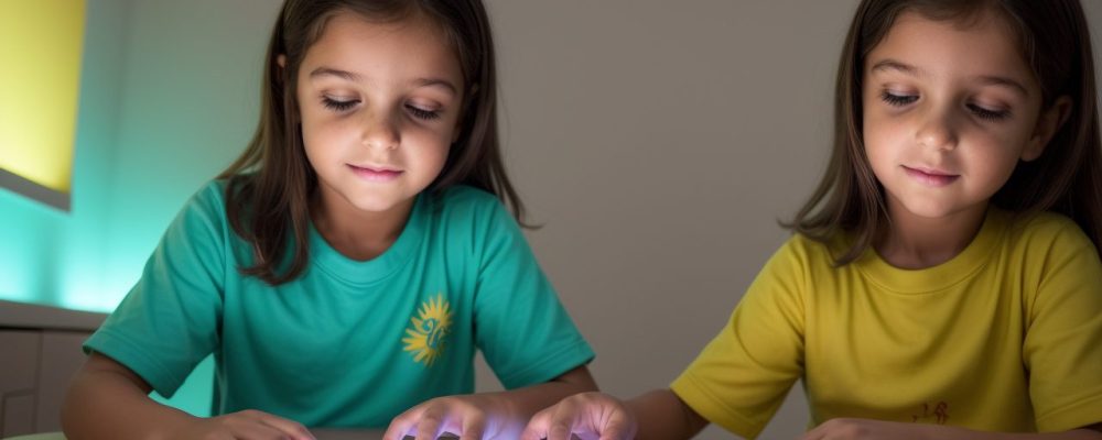 Alunos utilizam tablets e ferramentas digitais em sala de aula, demonstrando o uso de mídias e tecnologias na educação básica.