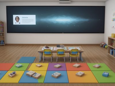 Aula online no ensino fundamental: crianças interagindo em uma teleaula, utilizando plataformas digitais para aprendizado.