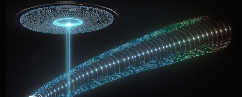 Imagem ilustrativa mostrando a evolução das telecomunicações, com telefones fixos e celulares, além de símbolos de internet e banda larga, representando o futuro conectado.